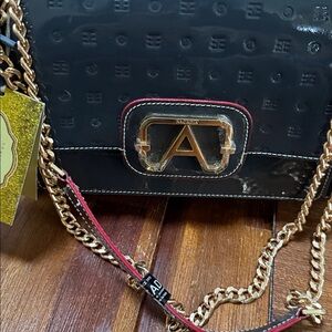 Arcadia Black and Gold Chain Handbag